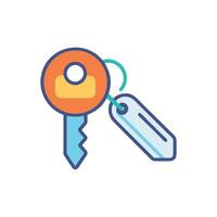 Stylized key with tag icon illustration on White Background vector