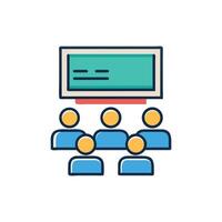 Classroom setting with students attending presentation or lecture vector