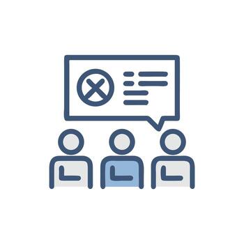 Meeting presentation with voting and attendees in graphic style vector