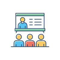 Presentation with a speaker and audience, modern illustration vector