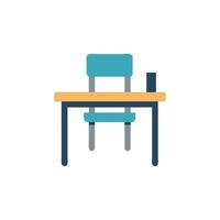 Simple School Desk With Chair On White Background vector
