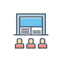 Iconic Graphic of Presentation with Three Audience Members vector