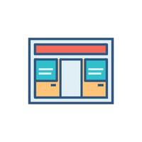 Flat design storefront illustration with stylized color blocking concept vector