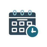 Calendar and clock icon on White Background for reminders vector