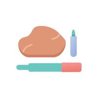 Pastel clay modeling tools flat design on White Background vector