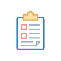 Colorful clipboard icon checklist with document and form details vector