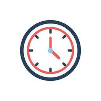 Flat design clock icon depicting five oclock time vector