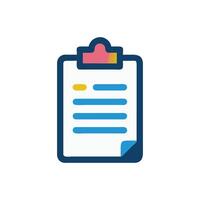 Stylized clipboard icon with paper and blue text lines vector