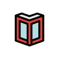 Minimalist icon of open book against dark background vector