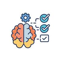 Brain function development with gears and check mark design vector