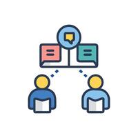 Two people communicate using speech bubbles in an icon vector
