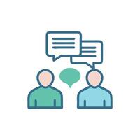 Two people with speech bubbles discussing ideas abstractly vector