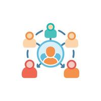 Digital network connecting diverse individuals to a central hub vector