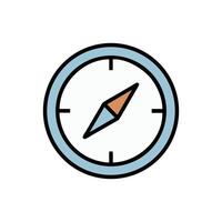 Flat compass icon on White backdrop illustration image vector