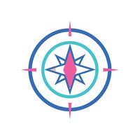 Modern stylized compass icon with colorful geometrical design elements vector