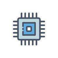 Stylized flat icon of computer chip on White backdrop vector