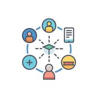 Connected people and technology, network concept with center point vector