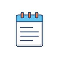 Blue notepad illustration with lines isolated on White Background vector