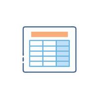 Simple light blue data table icon with rounded strokes vector
