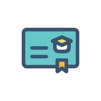 Graduation certificate icon with mortarboard in flat style vector