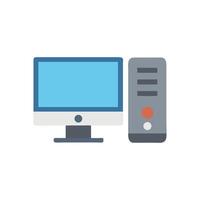 Modern Desktop Computer with Tower Illustration on White vector