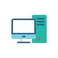 Flat design computer and tower illustration on White Background vector