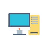 Flat illustration of a computer monitor and CPU case vector