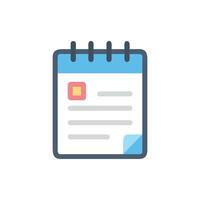 Cute notepad icon with lined paper and curled corner vector