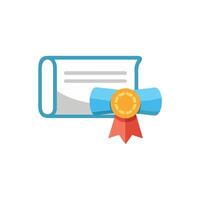 Flat icon of diploma certificate with seal badge vector