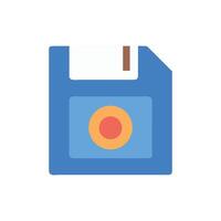 Flat design blue floppy disk icon on White Background vector