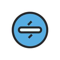Blue icon with broken line symbol, flat design vector