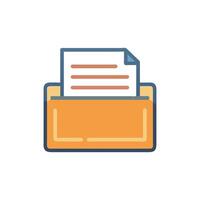 Folder with document flat icon, paperwork management concept vector