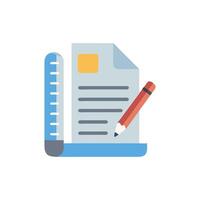 Document with Ruler and Pencil on White Background vector