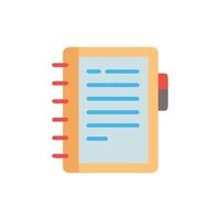 Icon style notebook with lined paper and divider tabs vector