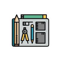 Technical drawing instruments displayed on a drafting board illustration vector