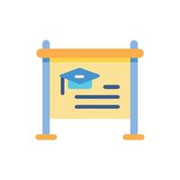 Graduation information board with flat design and simple graphics vector
