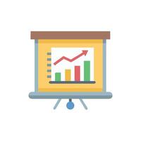 Flat design presentation board showcasing growing business statistics vector