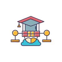 Stylized graduation cap connected by a network on White Background vector
