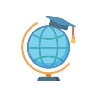 Globe with graduation cap representing global education concept vector