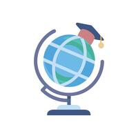 Globe wearing graduation cap for education and learning concept vector