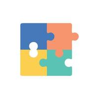 Colorful four piece puzzle icon symbolizing teamwork and connection vector