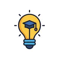 Education concept light bulb with graduation cap inside vector
