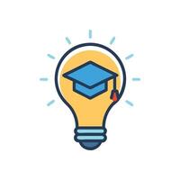 Idea generation for education represented by graduation cap lightbulb vector