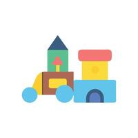 Stylized Block Train in Primary Colors on White Background vector
