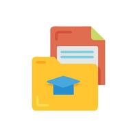Education folder with document showing academic progress and learning vector