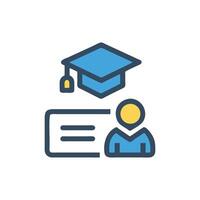 Icon of graduation cap and student on White Background vector
