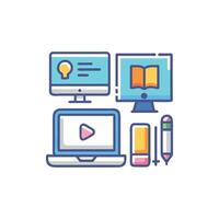 Online learning platform with digital tools for education vector