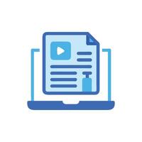 Laptop display with blog page illustration icon vector
