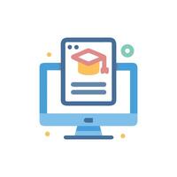 Online education graphic with graduation cap and computer screen vector