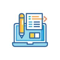Laptop and pencil symbolizing creative content creation online process vector